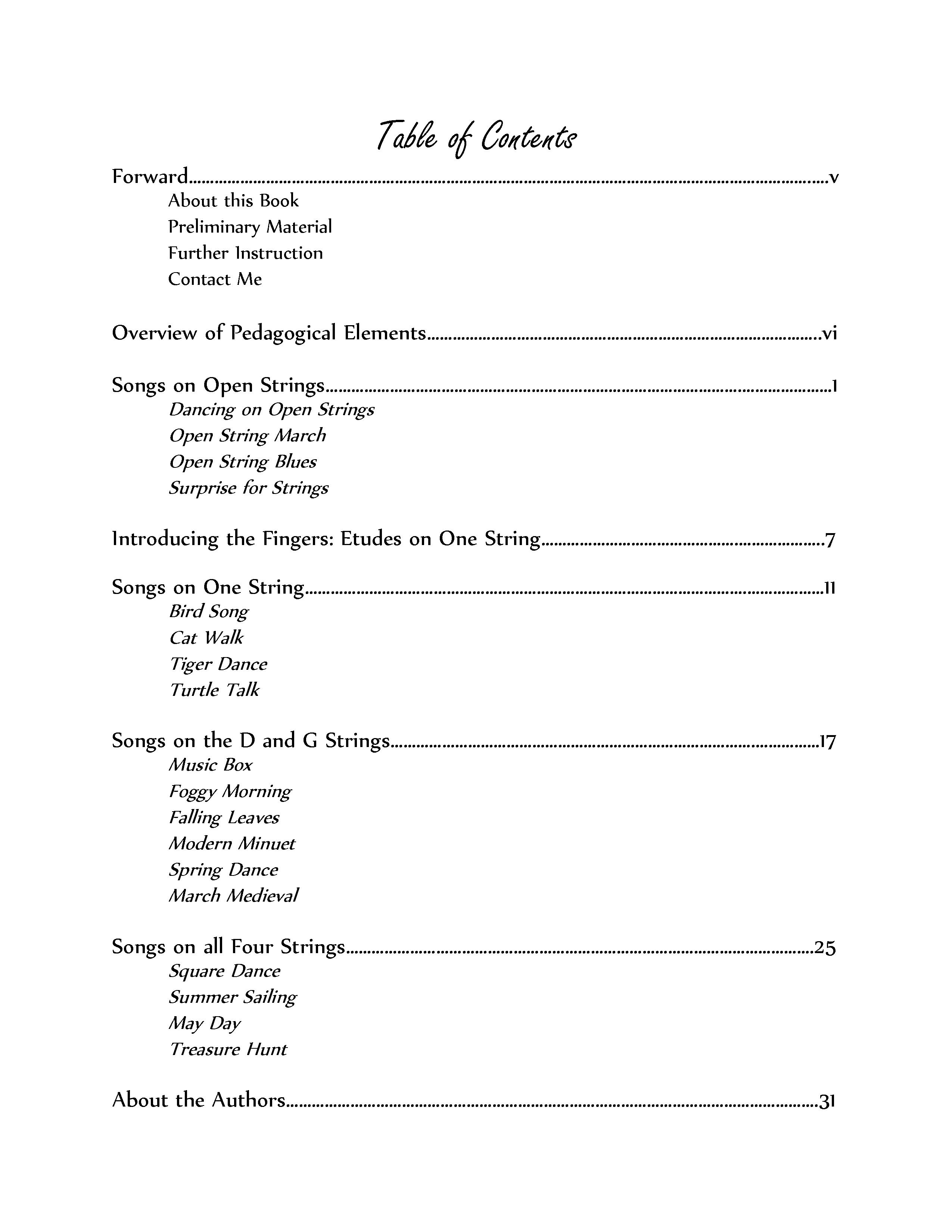 The Beginning Violinist: Table of Contents